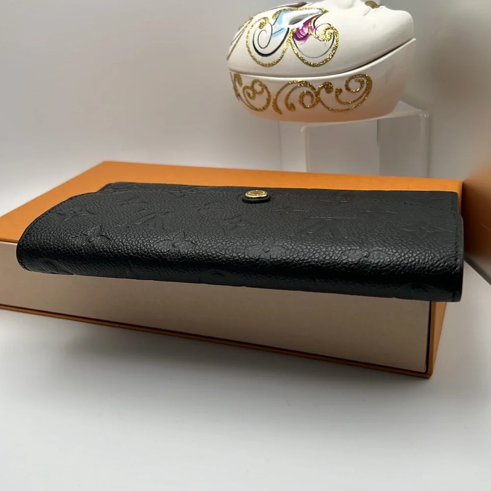 Louis Vuitton 2016 MONOGRAM EMPREINTE Leather Emilie Black Wallet Box & Dust bag - Picture 6 of 17